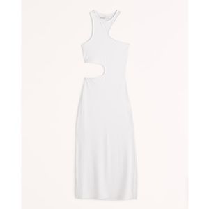 NWT Abercrombie & Fitch Asymmetrical Cutout Slit Sexy Midi Dress in White XXSP